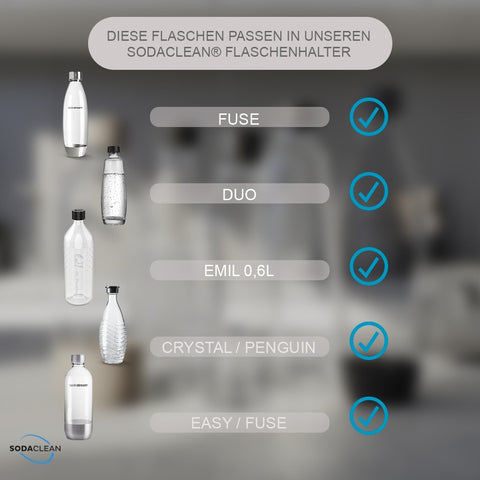 SodaClean® Premium 1er Flaschenhalter für Sodastream  aus Edelstahl mit Abtropfwanne - Sodaclean