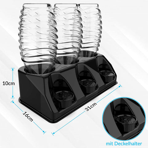 SodaClean® Premium 3er Flaschenhalter für Sodastream  Kunststoff Hochglanz schwarz - Sodaclean