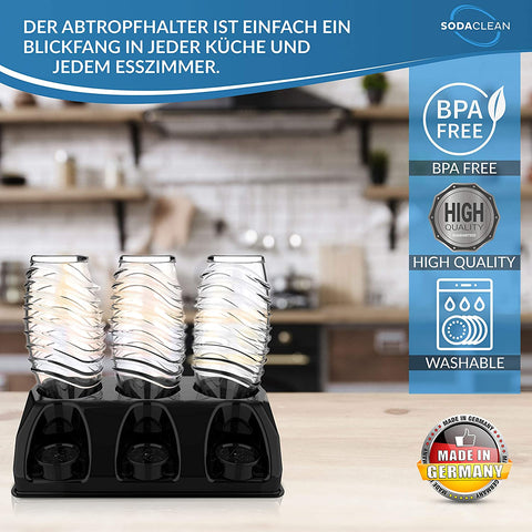 SodaClean® Premium 3er Flaschenhalter für Sodastream  Kunststoff Hochglanz schwarz - Sodaclean