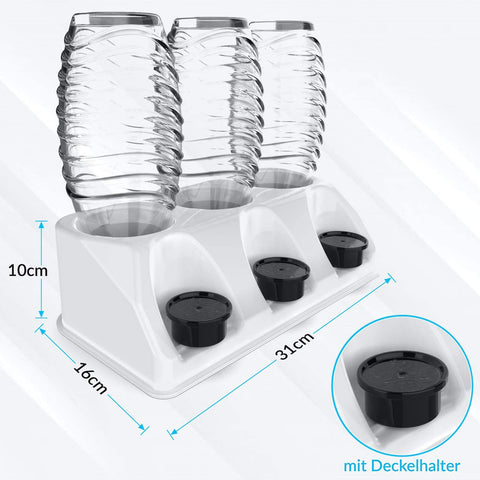 SodaClean® Premium 3er Flaschenhalter für Sodastream Kunststoff Hochglanz weiss - Sodaclean