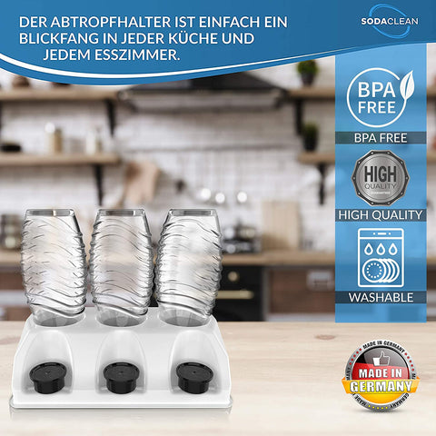 SodaClean® Premium 3er Flaschenhalter für Sodastream Kunststoff Hochglanz weiss - Sodaclean