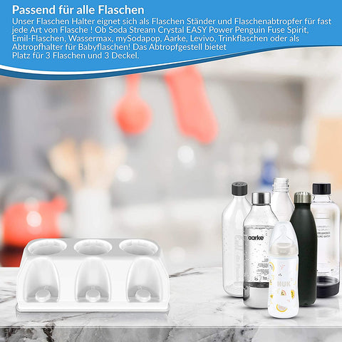 SodaClean® Premium 3er Flaschenhalter für Sodastream Kunststoff Hochglanz weiss - Sodaclean