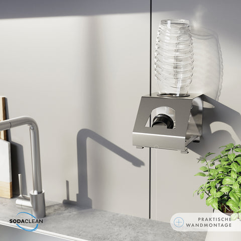 SodaClean® Premium 1er Flaschenhalter für Sodastream  aus Edelstahl mit Abtropfwanne - Sodaclean