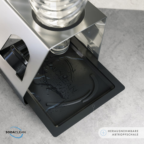 SodaClean® Premium 2er Flaschenhalter für Sodastream  aus Edelstahl mit Abtropfwanne - Sodaclean
