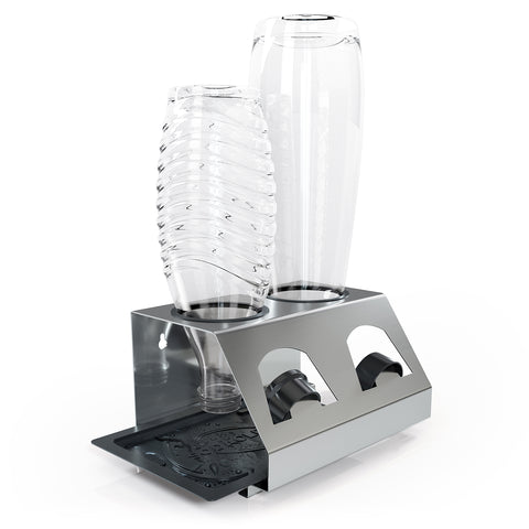 SodaClean® Premium 2er Flaschenhalter für Sodastream  aus Edelstahl mit Abtropfwanne - Sodaclean
