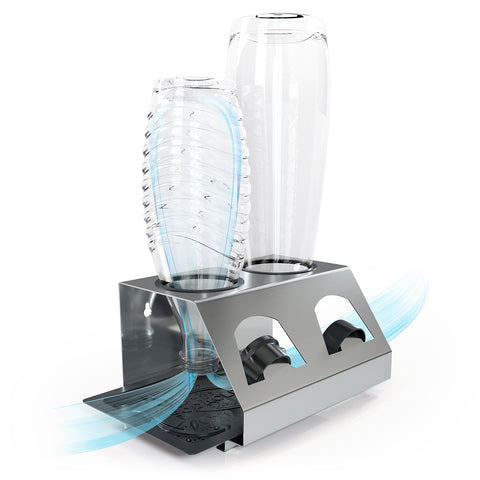 SodaClean® Premium 2er Flaschenhalter für Sodastream  aus Edelstahl mit Abtropfwanne - Sodaclean