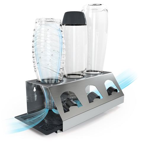 SodaClean® Premium 3er Flaschenhalter für Sodastream  aus Edelstahl mit Abtropfwanne - Sodaclean