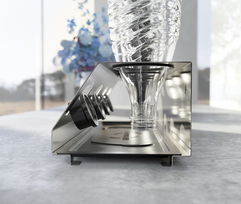 SodaClean® Premium 4er Flaschenhalter für Sodastream  aus Edelstahl mit Abtropfwanne - Sodaclean